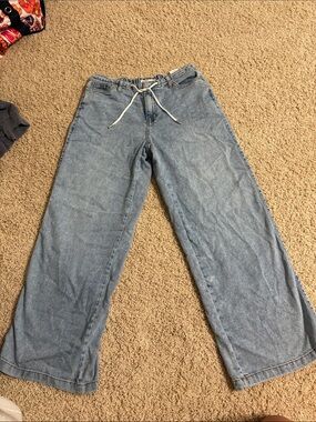 OAT NY Wide Leg Men’s Jeans with Drawstring Waist - Light Blue